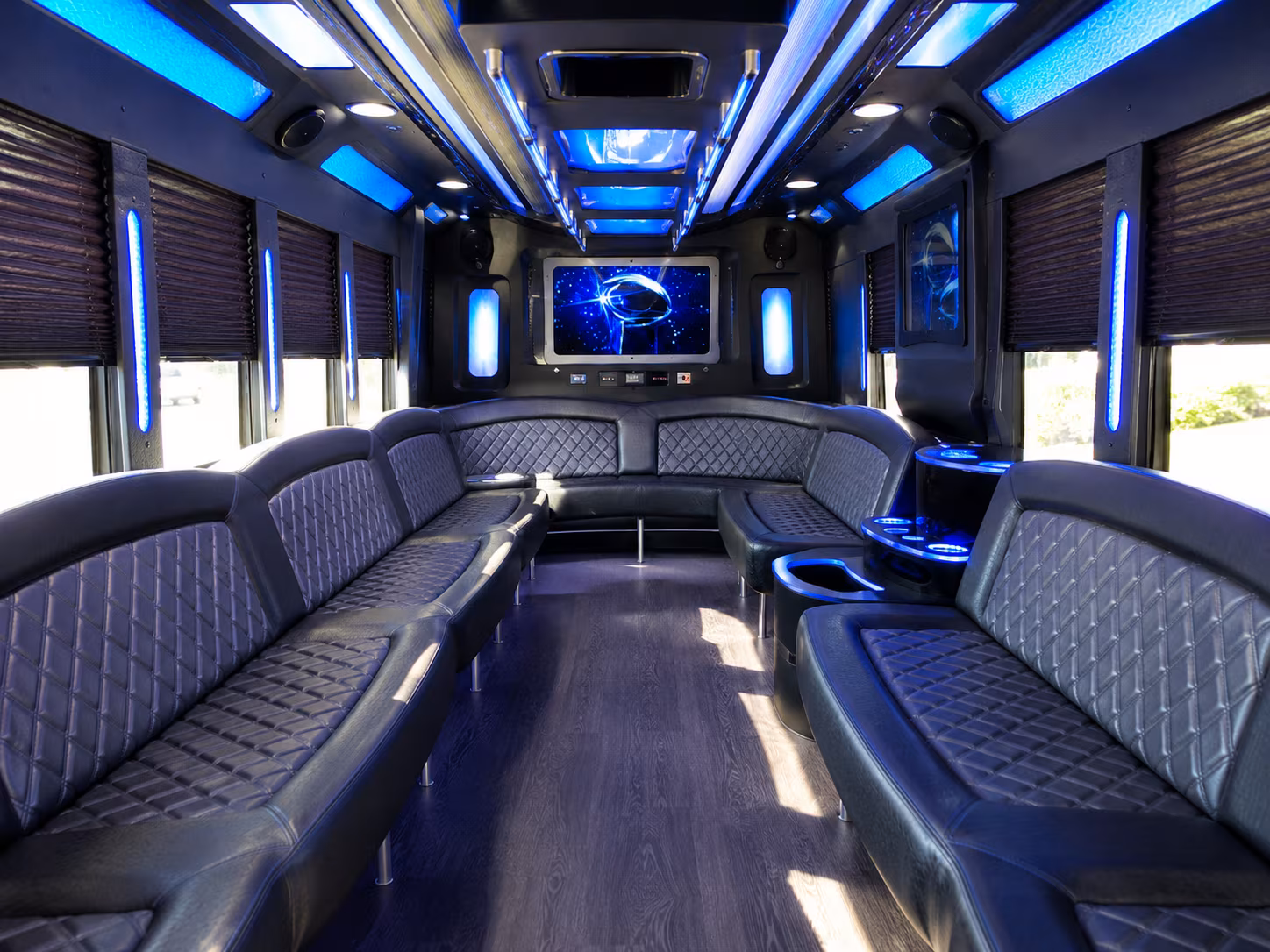 denton 28 passenger party bus inside