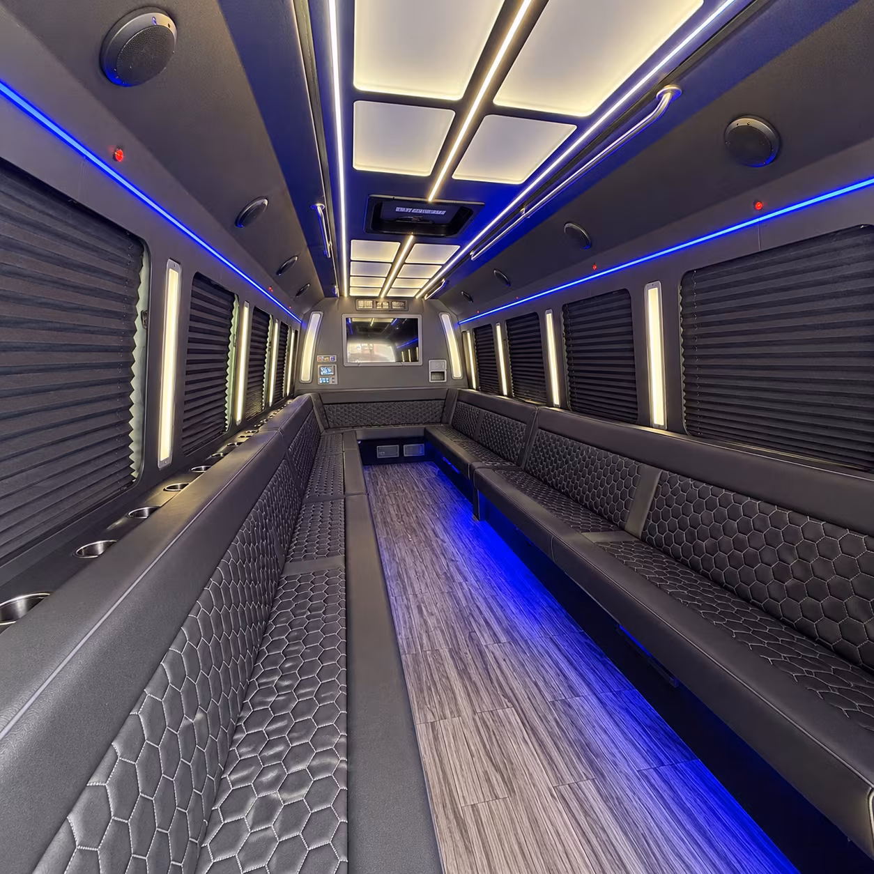 denton 30 passenger party bus interior