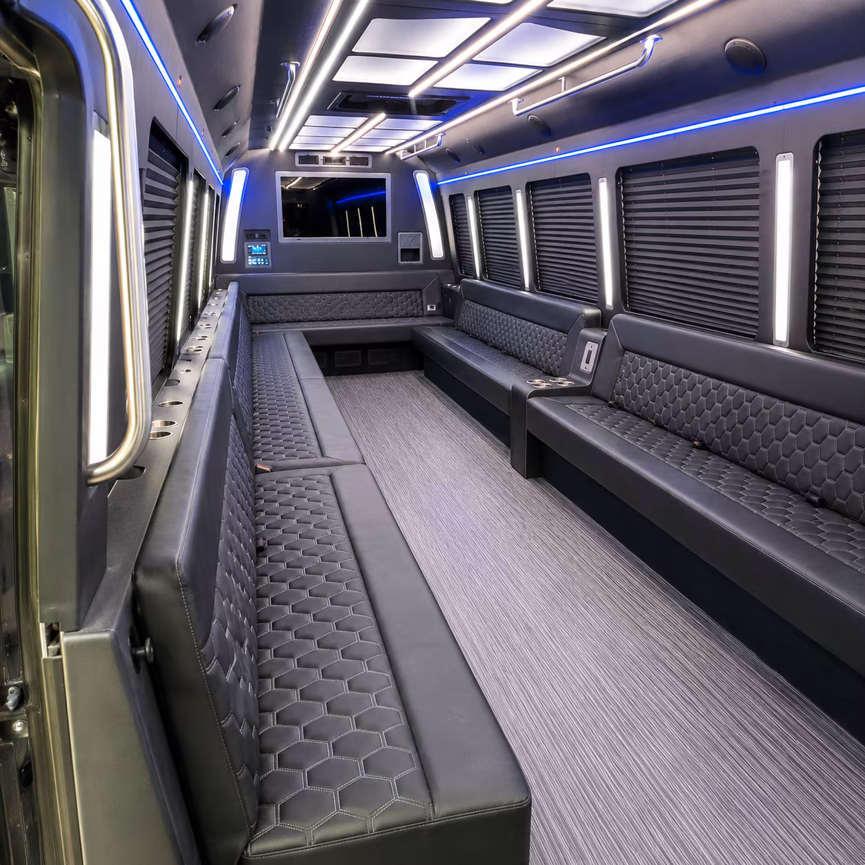 denton 40 passenger party bus interior