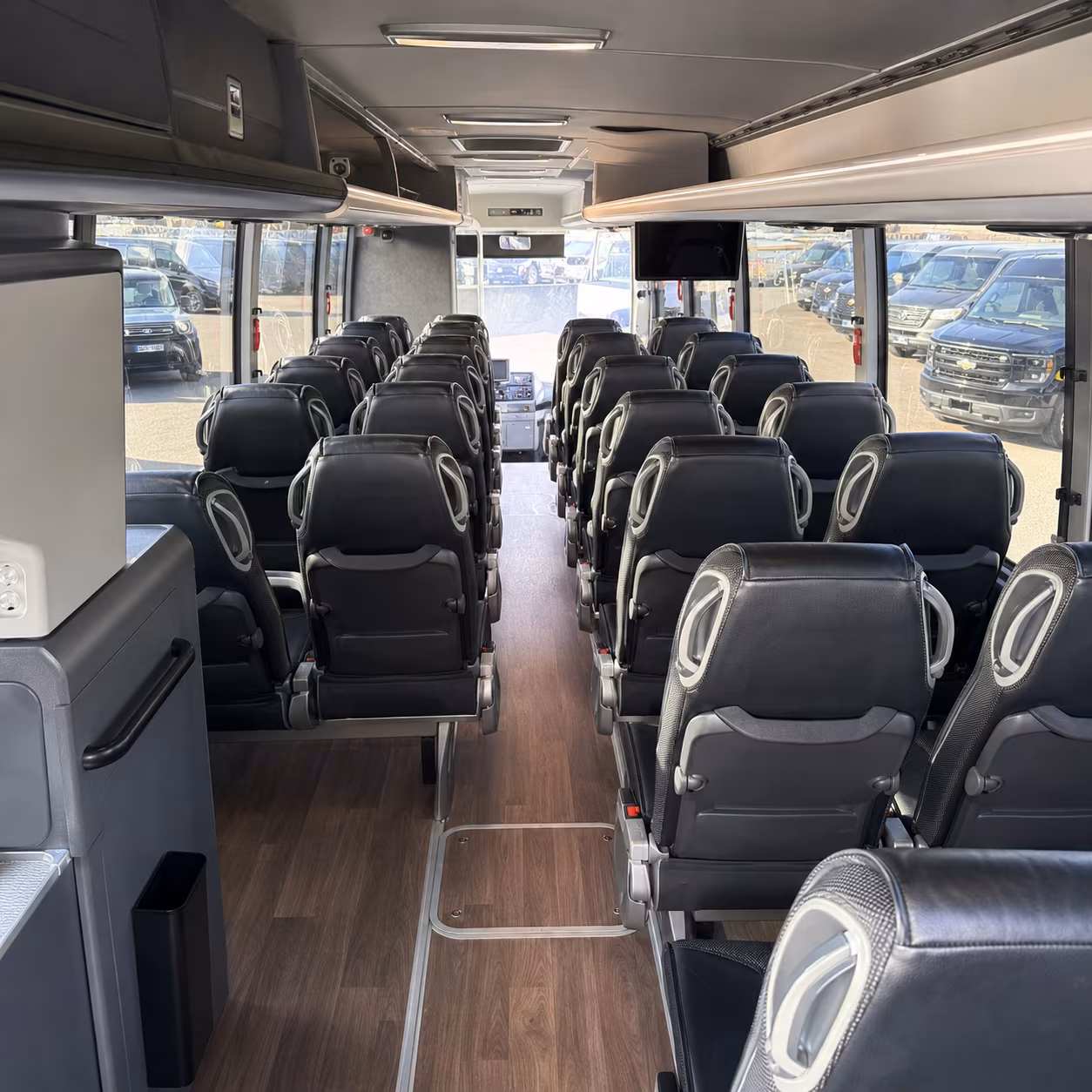 denton 56 passenger charter bus inside