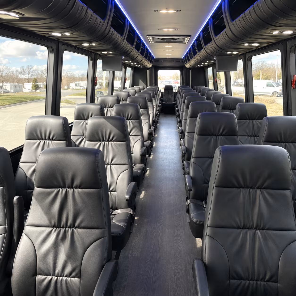 rehearsal dinner bus rentals around the denton square
